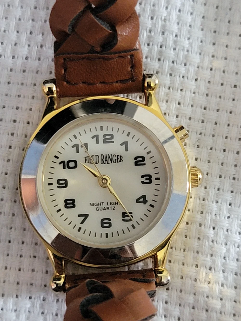 Indiglo Gold Tone Watch with Brown Leather Strap